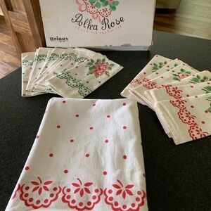 Vintage Briggs Polka Rose cloth and napkins